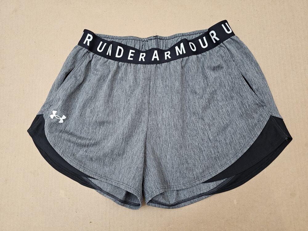 Under Armour Womens Play Up Twist 3.0 Gym Athletic Shorts Grey/Black Medium